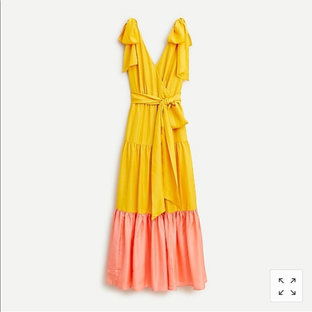 J.Crew silk shoulder tie color block maxi dress.